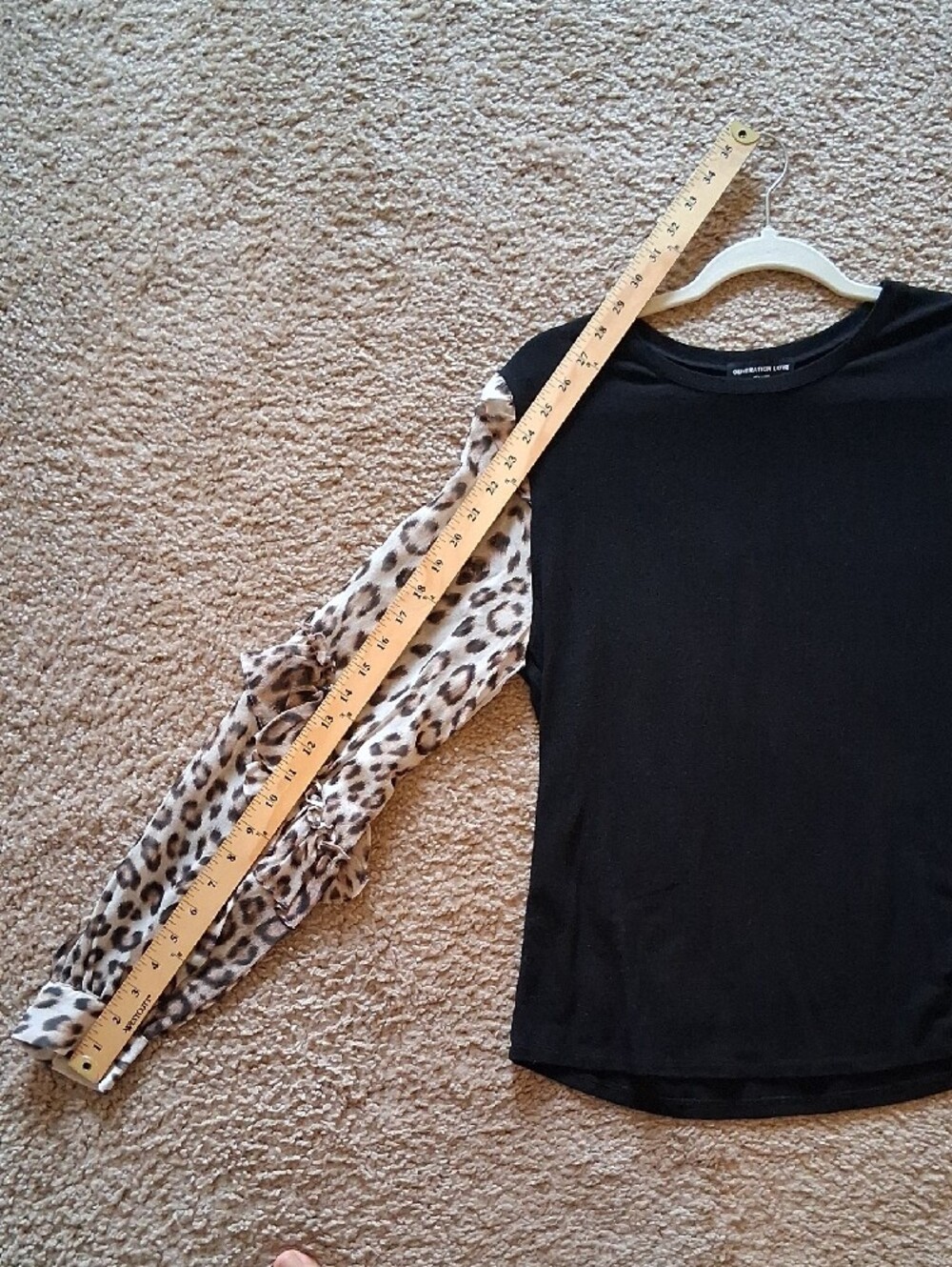 Generation Love Noelle Black Silk + Knit Blouse + Leopard-Print Ruffle Sleeves - Picture 5 of 9